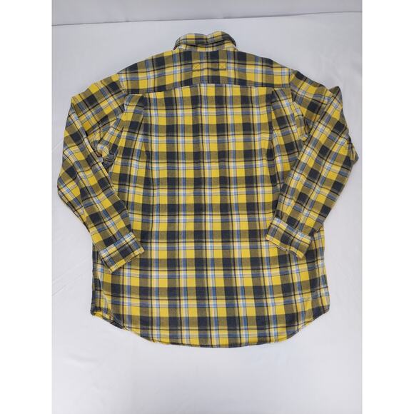 Duluth Trading Company Men's Free Swingin Flannel Yellow Plaid Long Sleeve XL - Picture 2 of 10